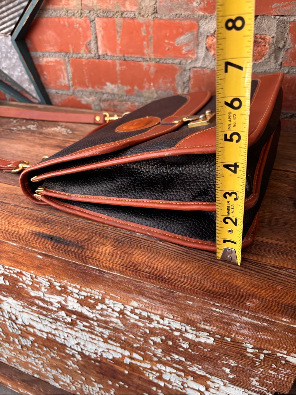 Vintage 90s Dooney & Bourke Black & Tan Leather Laptop Briefcase Shoulder Strap - Picture 16 of 16